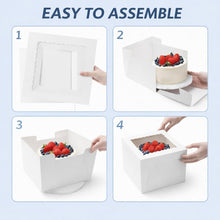 Load image into Gallery viewer, 5-Set Cake Boxes 12 Inch With 0.5" Cake Drums - 12x12x8 Tall Cake Box and 12" Thick Cake Boards
