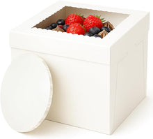 Load image into Gallery viewer, 5-Set Cake Boxes 12 Inch With 0.5" Cake Drums - 12x12x8 Tall Cake Box and 12" Thick Cake Boards
