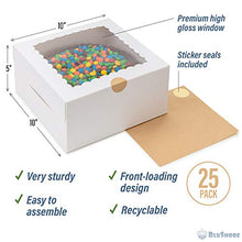 Load image into Gallery viewer, 10&quot; Cake Box With Window and Sticker Seals [25-Pack]
